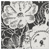 Tissu Fleurs Et Engrenages Blanc (Fermer)