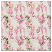 Tissu Fleurs et fillettes tropicales (Échantillon)