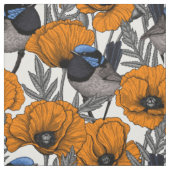 Tissu Fleurs et fleurs de pavot orangé 2 (Échantillon)
