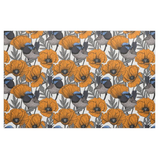 Tissu Fleurs et fleurs de pavot orangé 2 (Fat Quarter)