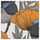 Tissu Fleurs et fleurs de pavot orangé 2 (Échantillon)