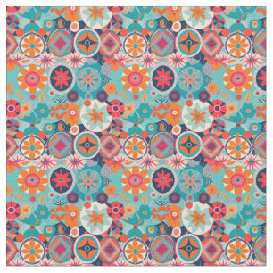 Tissu Fleurs et Mandalas des années 60