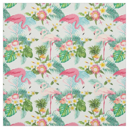 Tissu Fleurs et oiseaux tropicaux (Échantillon)