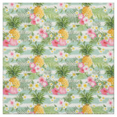 Tissu Fleurs et rayures de Teal d'ananas (Échantillon)