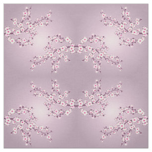 Tissu Fleurs florales de cerisier rose Motif géométriq