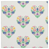 Tissu Fleurs folkloriques - composition en forme de coeu (Échantillon)