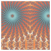 Tissu Fleurs Fractales Turquoise Et Orange Drôle (Détail)
