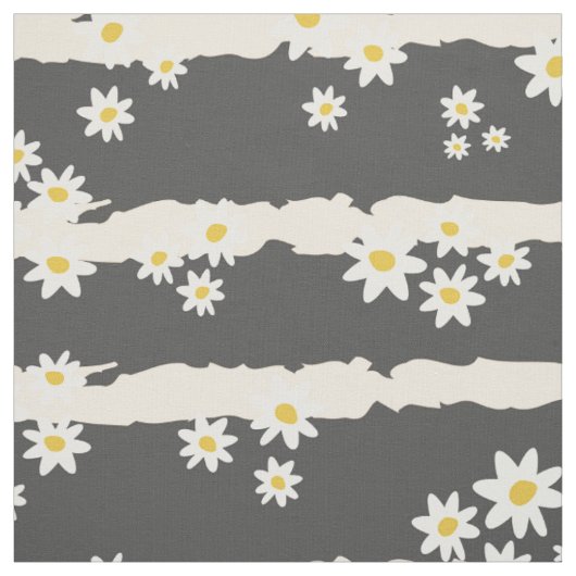 Tissu Fleurs gaies blanches (Échantillon)