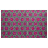 Tissu Fleurs géométriques - Fuchsia rose et gris (Yard)