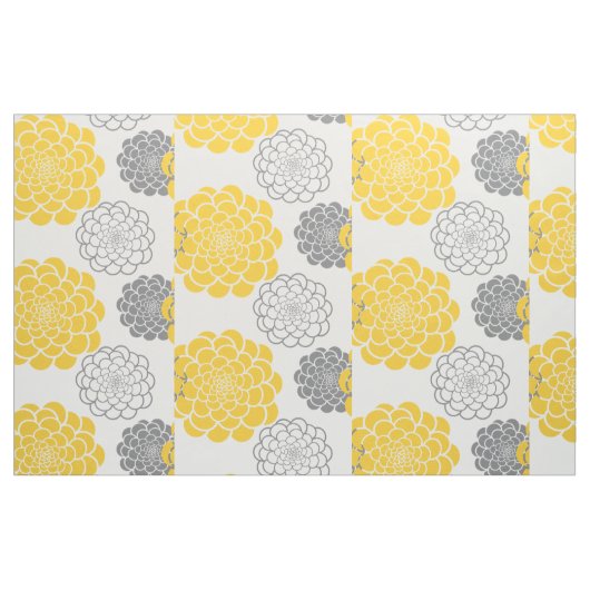 Tissu Fleurs gris et jaunes (Fat Quarter)