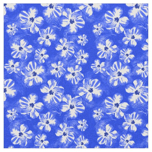Tissu Fleurs hawaïennes bleues de ketmie (Fermer)