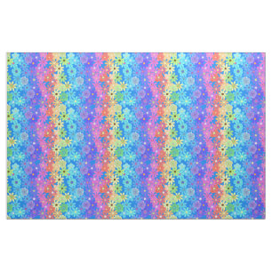 Tissu Fleurs hippies arc-en-ciel brillantes et audacieus