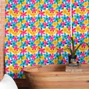 Tissu Fleurs hippies brillantes et audacieuses Printemps