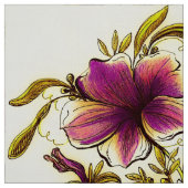 Tissu Fleurs jaunes bordeaux (Échantillon)