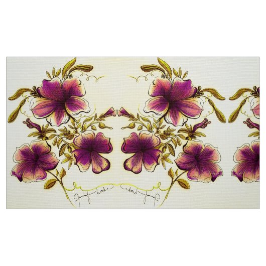 Tissu Fleurs jaunes bordeaux (Fat Quarter)