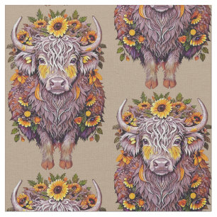 Tissu fleurs jaunes de tournesol de vache motif