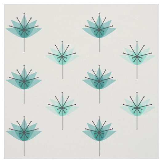 Tissu Fleurs modernes du milieu du siècle Turquoise (Échantillon)