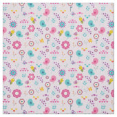 Tissu Fleurs rétro Oiseaux et abeilles sur Arrière - pla (Échantillon)