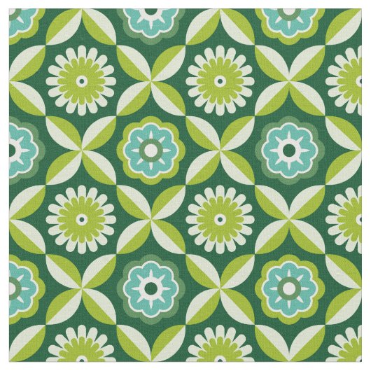 Tissu Fleurs rétro vertes (Fermer)