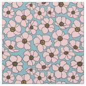 Tissu Fleurs rose et bleu Boho  (fermé)