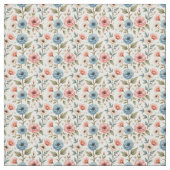 Tissu Fleurs rose et bleu doux (Échantillon)