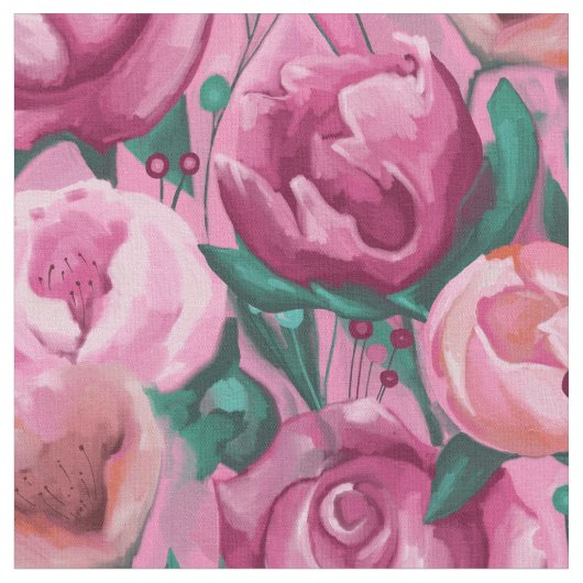 Tissu Fleurs roses (Fermer)