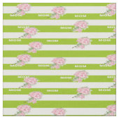 Tissu Fleurs roses à rayures vertes et blanches (Fermer)
