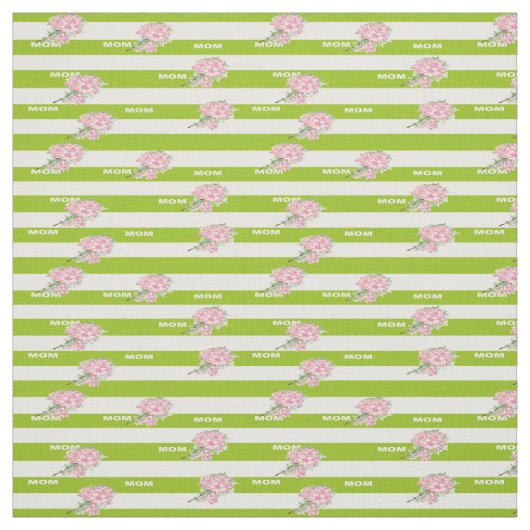 Tissu Fleurs roses à rayures vertes et blanches (Échantillon)