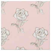 Tissu Fleurs Roses Blanches Bébé rose Pastel Blush (Fermer)