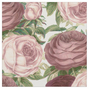 Tissu Fleurs roses chics de roses de Bourgogne de pays