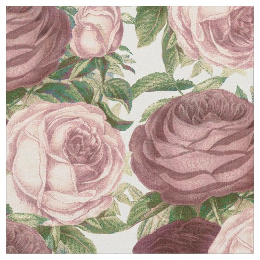 Tissu Fleurs roses chics de roses de Bourgogne de pays (Fermer)