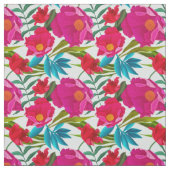 Tissu Fleurs Roses Et Rouges (Échantillon)