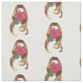 Tissu Fleurs roses et visage femme (Échantillon)
