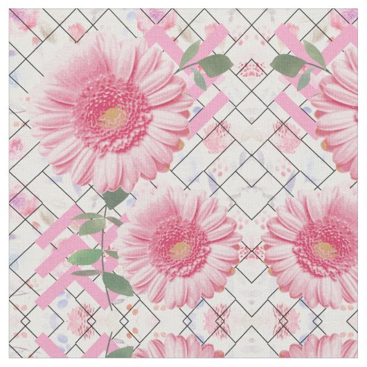 TISSU FLEURS ROSES FLORALES (Fermer)