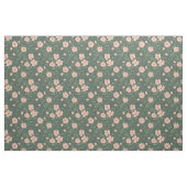 Tissu Fleurs roses rousses sur le modèle floral vert cha (Fat Quarter)