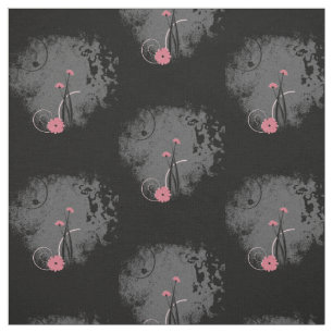 Tissu Fleurs roses sur le gris et le noir affligés