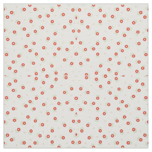 Tissu Fleurs rouges blanches et vertes