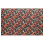 Tissu Fleurs rouges en noir (Fat Quarter)