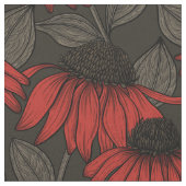 Tissu Fleurs rouges sur marron (Fermer)