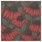 Tissu Fleurs rouges sur marron (Échantillon)