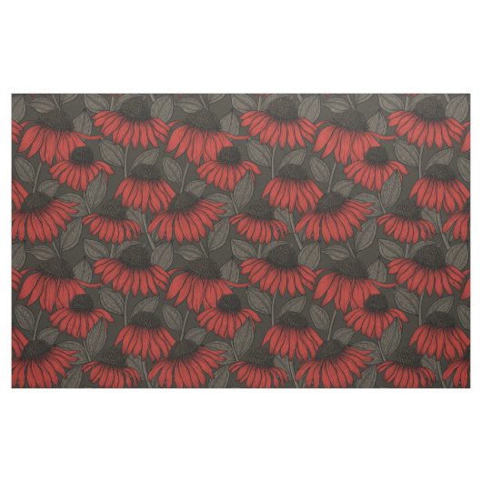 Tissu Fleurs rouges sur marron (Fat Quarter)
