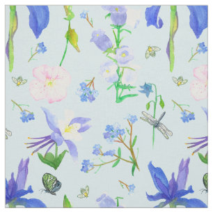 Tissu Fleurs sauvages anglaises abeilles bleues