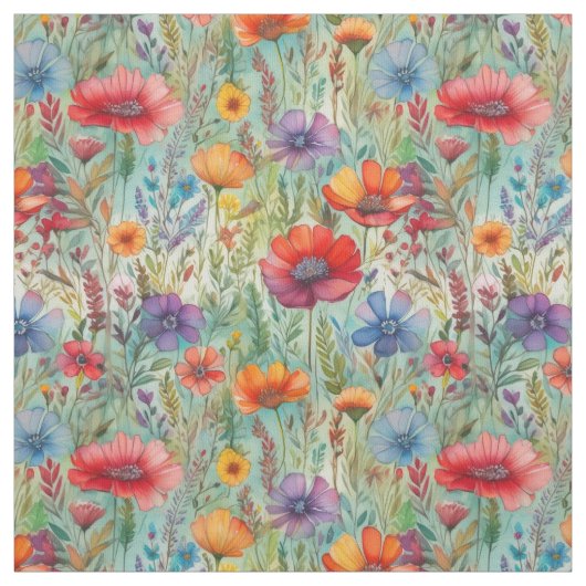 Tissu Fleurs sauvages aquarelle (Échantillon)