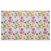 Tissu Fleurs sauvages colorés et herbe verte (Fat Quarter)