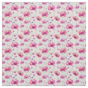 Tissu Fleurs sauvages d'aquarelle rose transparente