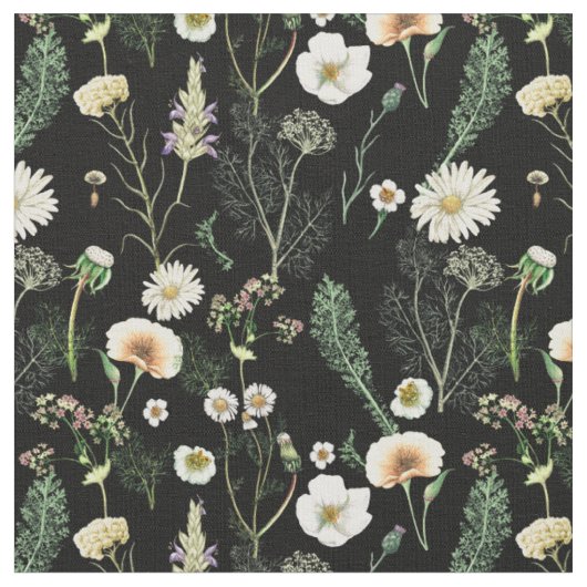 Tissu Fleurs sauvages sur Dark (Fermer)