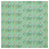 Tissu Fleurs sur arrière - plan vert (Échantillon)