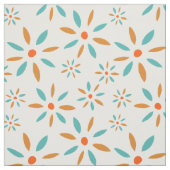 Tissu Fleurs Turquoise Et Orange Retro (Échantillon)