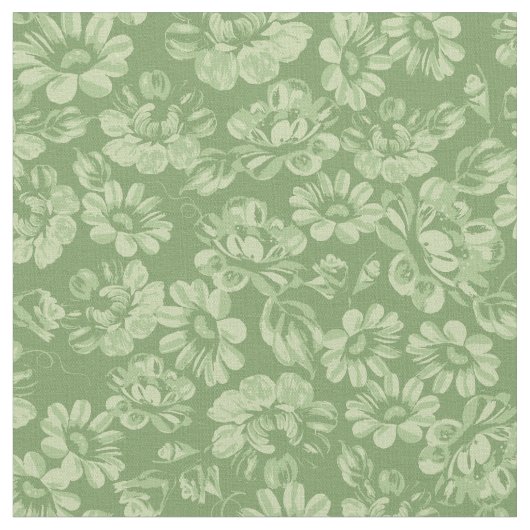 Tissu Fleurs vertes vintages Florales (Fermer)