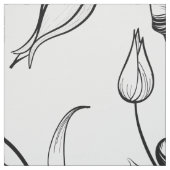 Tissu Fleurs vintages noires et blanches motif (Échantillon)